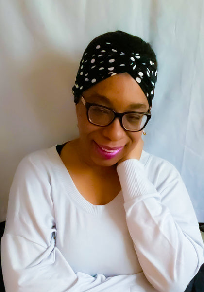 Black White Polka Dot Twist Knot Headband I The Enchanted Magnolia