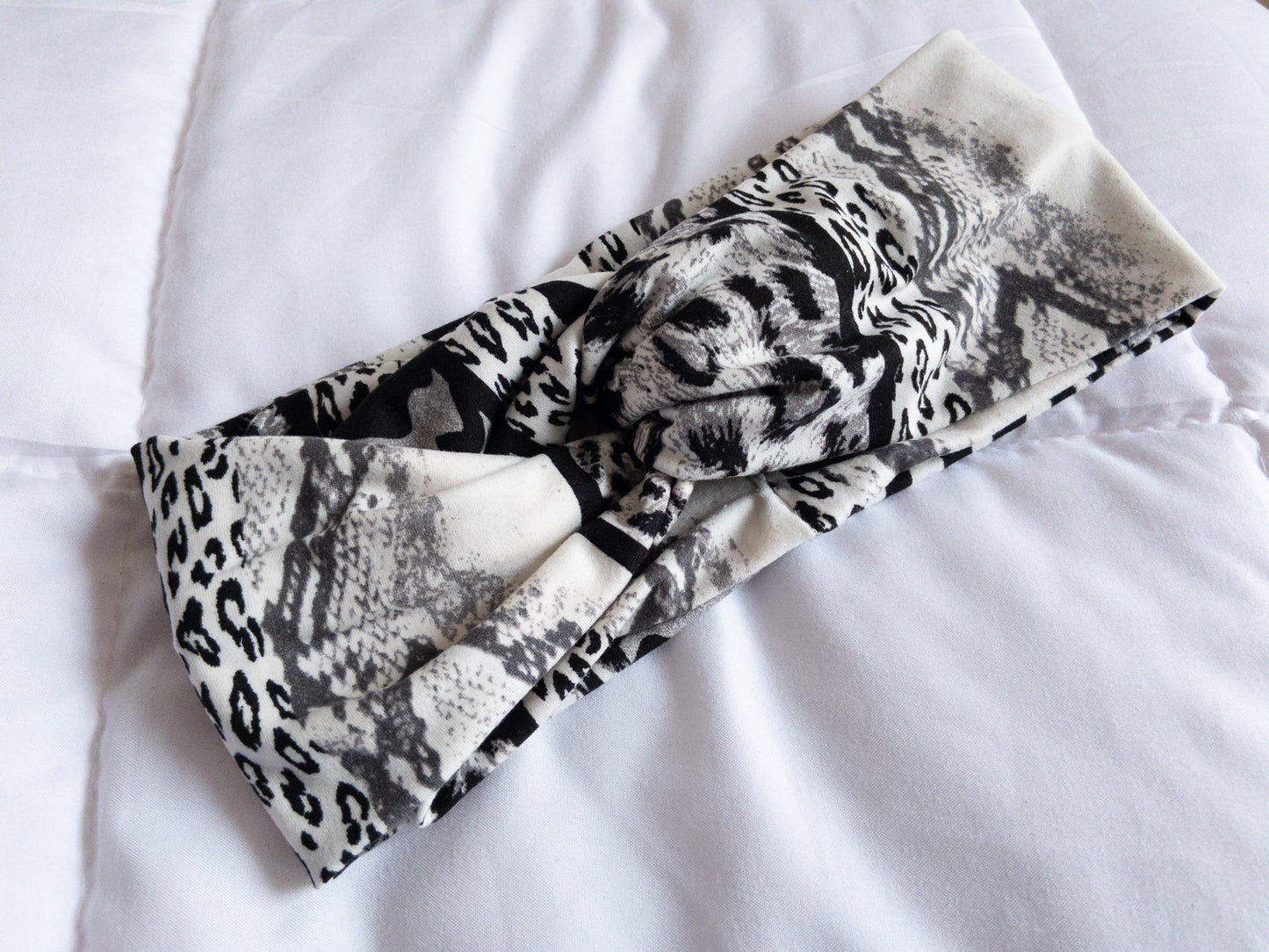 Black and White Animal Print Twist Knot Headband I The Enchanted Magnolia