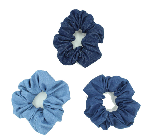 Girls Blue Denim Hair Scrunchies - The Enchanted Magnolia