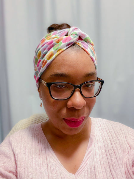 Candy Hearts on White Twisted Turban Headband I The Enchanted Magnolia
