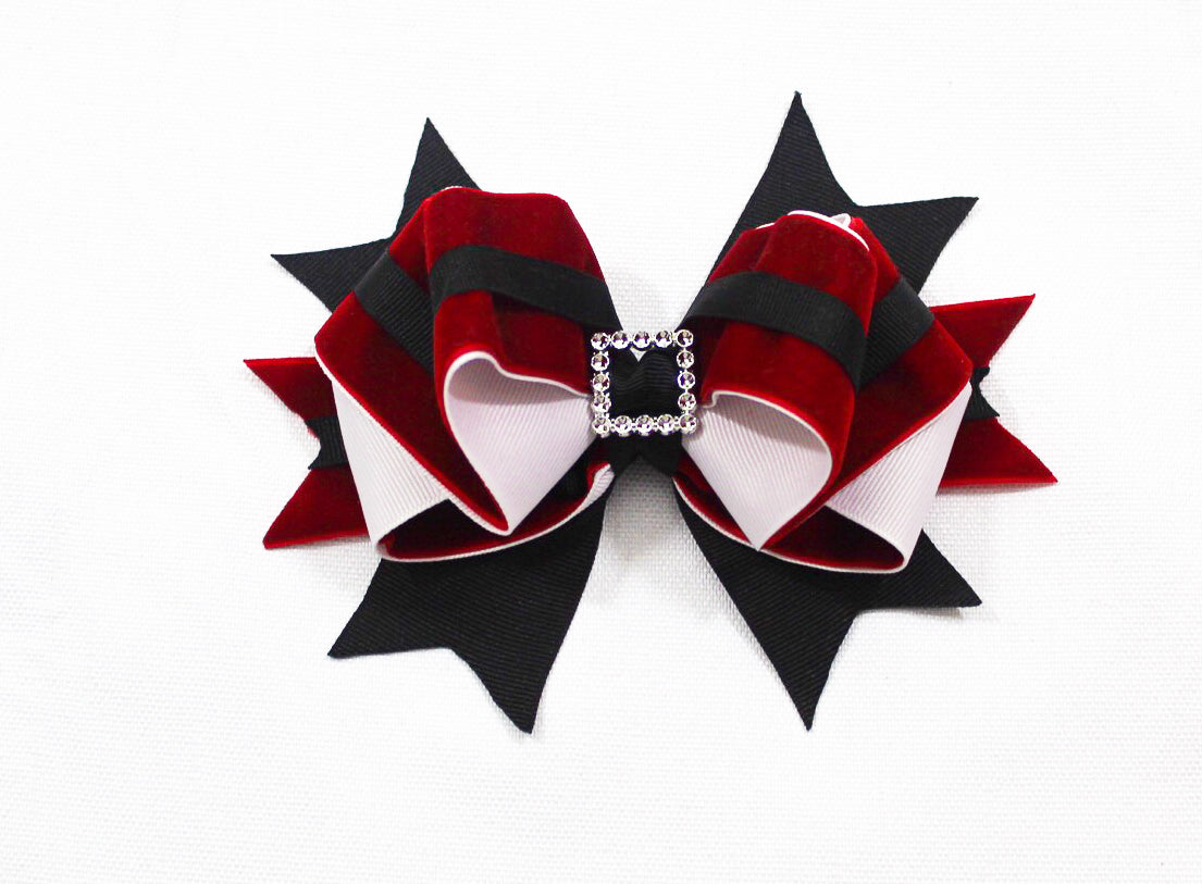 Christmas Santa Layered Hair Bow I The Enchanted Magnolia