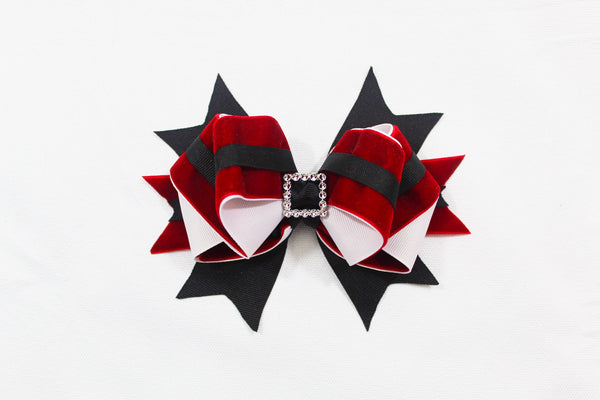 Christmas Santa Layered Hair Bow I The Enchanted Magnolia