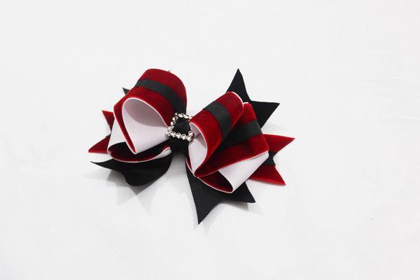Christmas Santa Layered Hair Bow I The Enchanted Magnolia