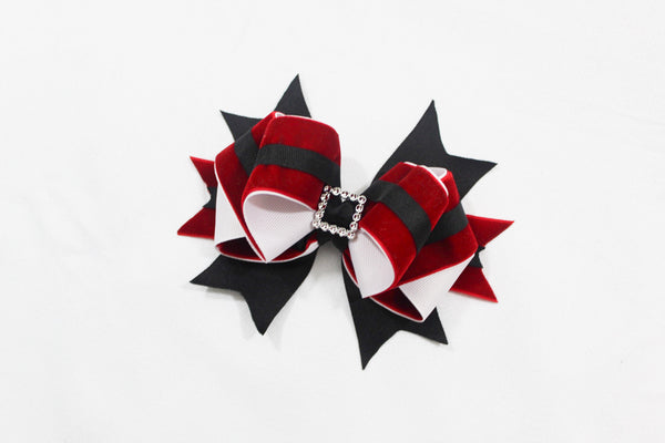 Christmas Santa Layered Hair Bow I The Enchanted Magnolia