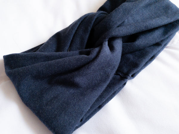 Kids Dark Denim Twisted Turban Headband I The Enchanted Magnolia