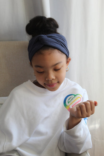 Kids Dark Denim Twisted Turban Headband I The Enchanted Magnolia