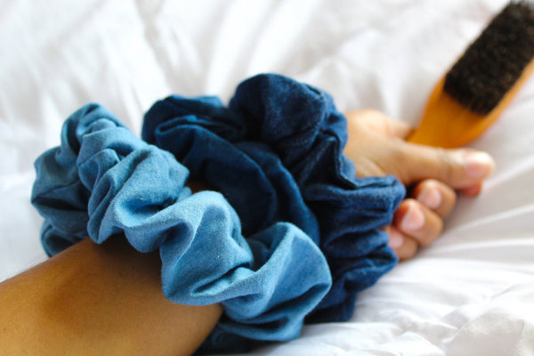 Large Blue Denim Hair Scrunchie