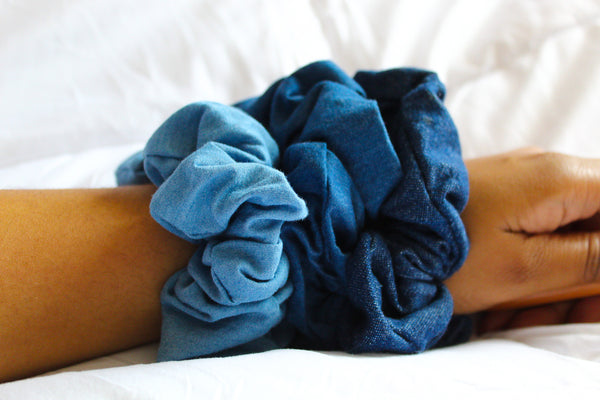 Kids Blue Denim Hair Scrunchie - Medium I The Enchanted Magnolia