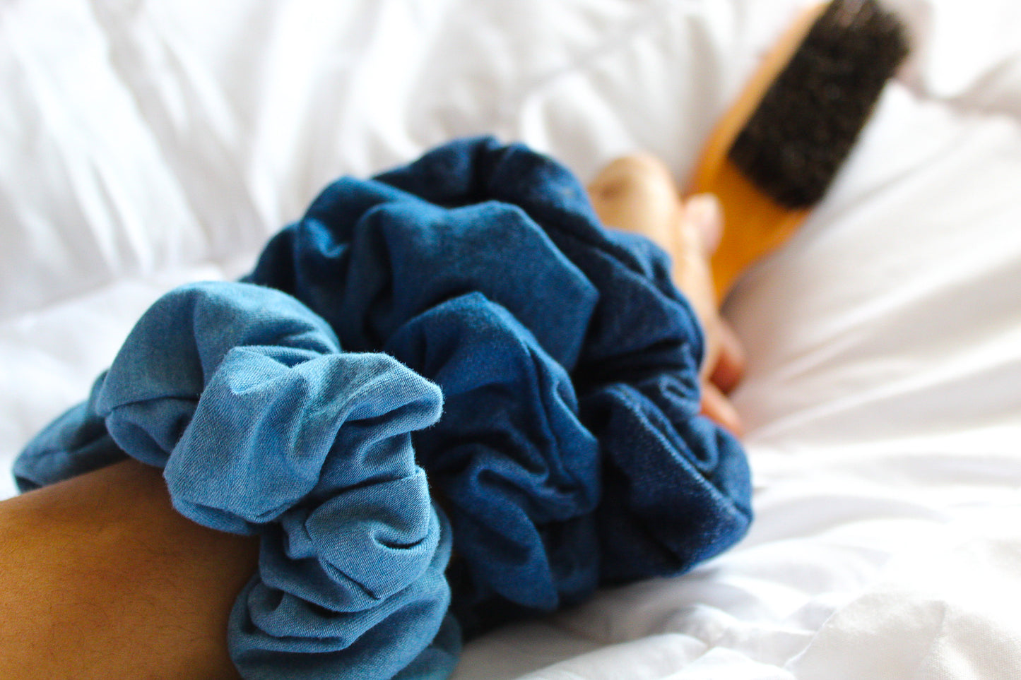 Kids Blue Denim Hair Scrunchie - Medium I The Enchanted Magnolia