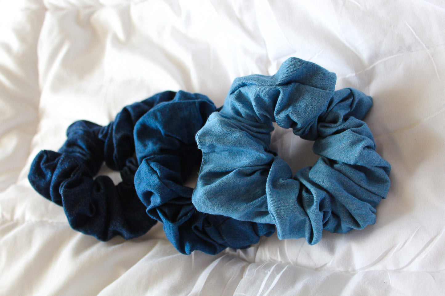 Kids Blue Denim Hair Scrunchie - Medium I The Enchanted Magnolia