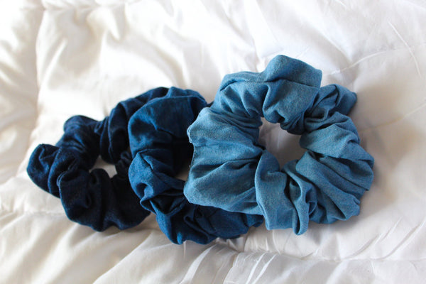 Blue Denim Hair Scrunchie I The Enchanted Magnolia