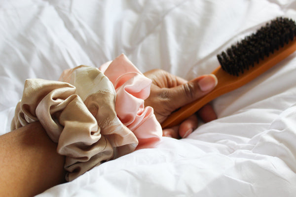 Satin Feather Printed Hair Scrunchie Set I The Enchanted Magnolia