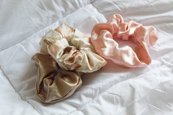 Satin Feather Printed Hair Scrunchie Set I The Enchanted Magnolia