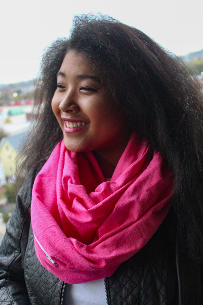 Fucshia Zippered Pocket Infinity Scarf I The Enchanted Magnolia