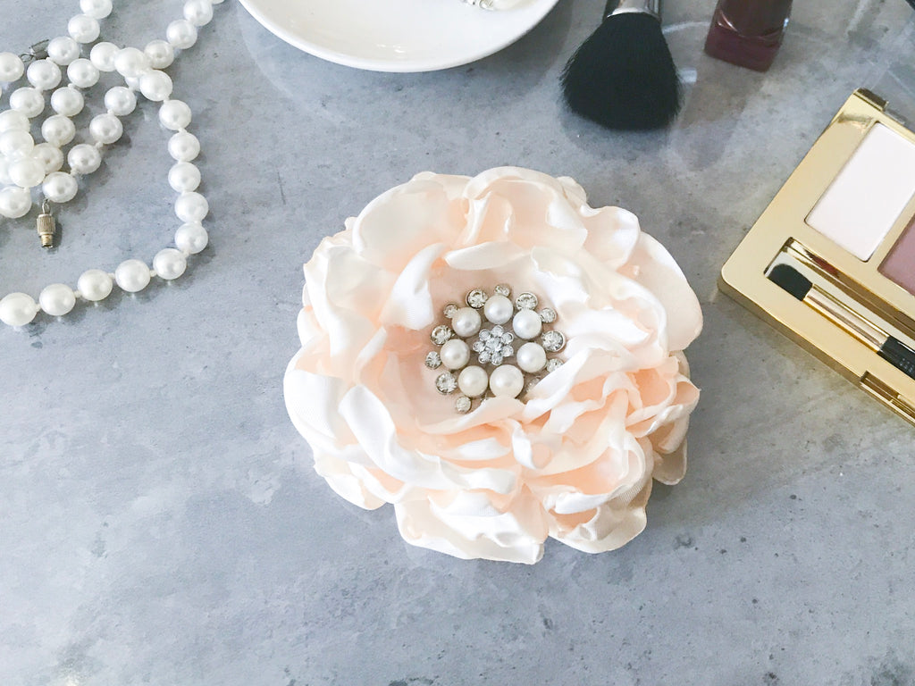 Women’s Ivory Singed Satin Flower I The Enchanted Magnolia
