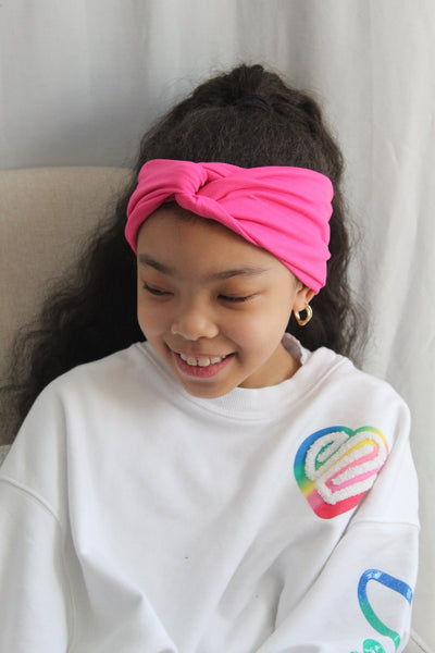 Kids Magenta Twisted Turban Headband