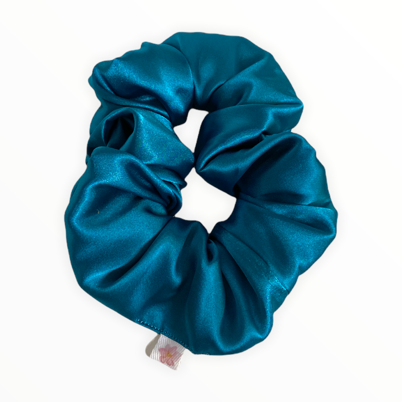 X-large Satin Hair Scrunchie - Peacock Blue