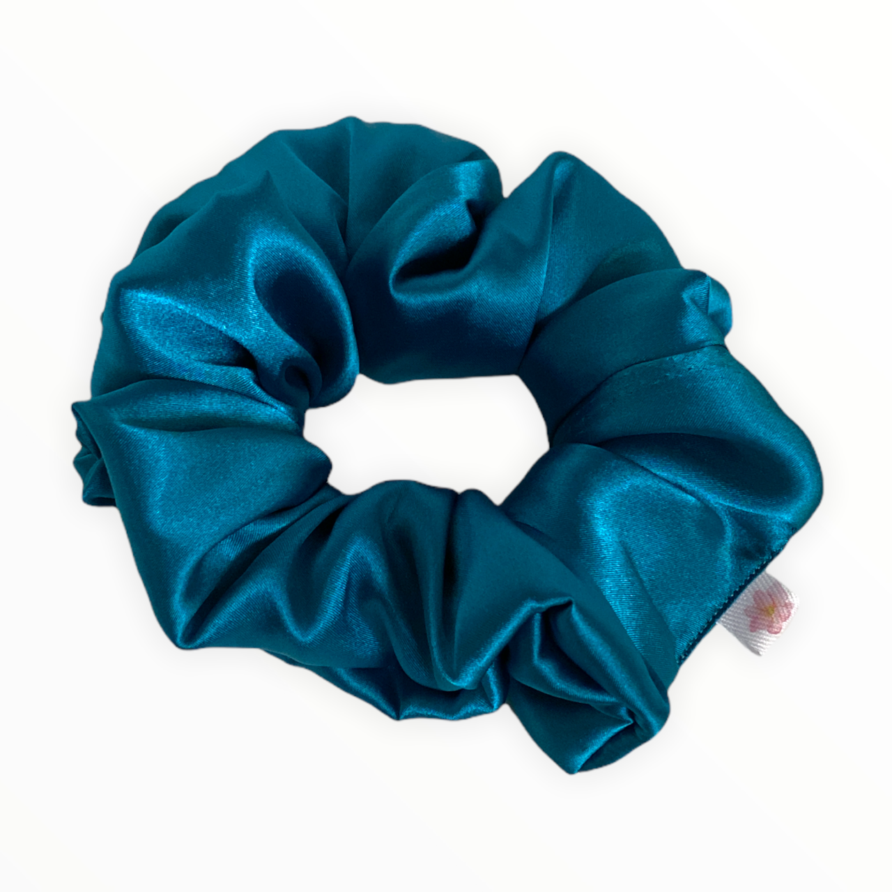 X-large Satin Hair Scrunchie - Peacock Blue