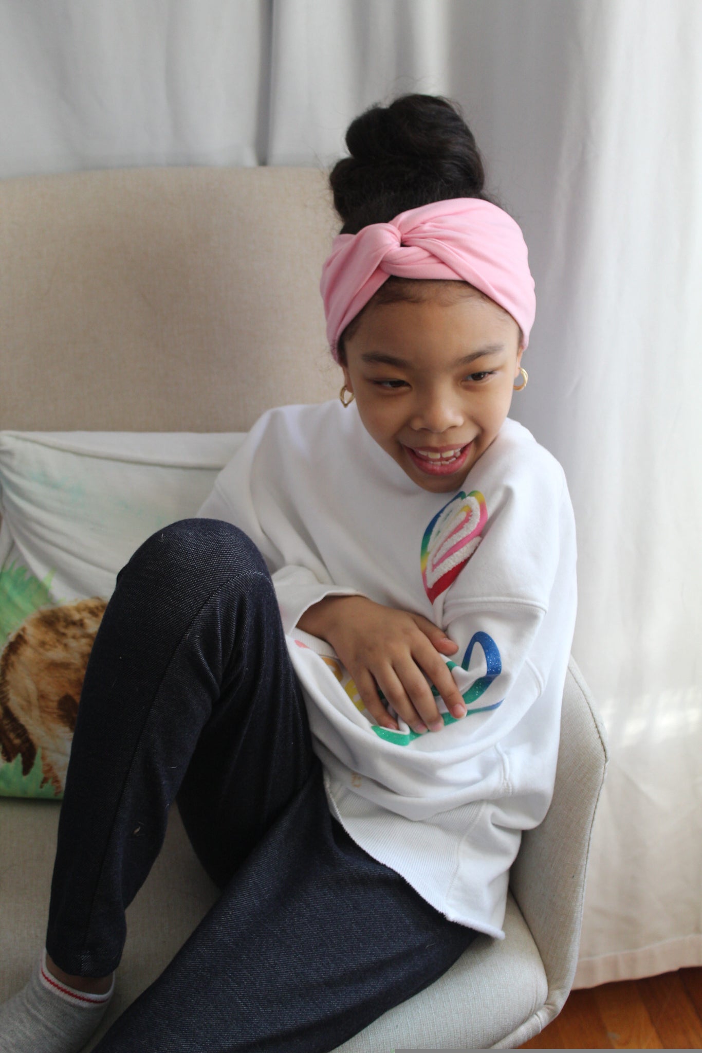 Kids Powder Pink Twisted Turban Headband