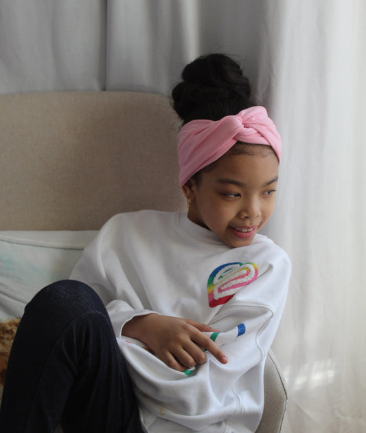 Kids Powder Pink Twisted Turban Headband