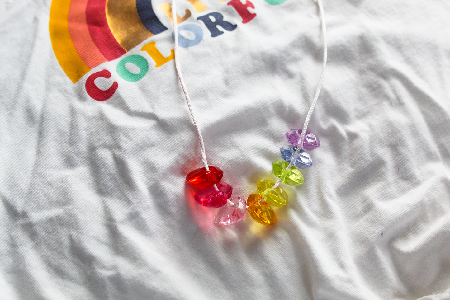Little Girls Rainbow Heart Charm Safety Necklace I The Enchanted Magnolia