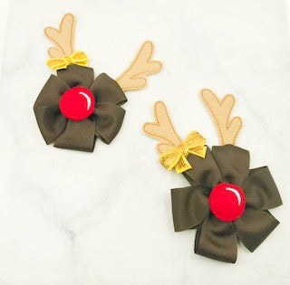 Girls Reindeer Pinwheel Hair Bow I The Enchanted Magnolia