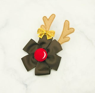 Girls Reindeer Pinwheel Hair Bow I The Enchanted Magnolia