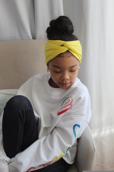 Kids Yellow Twisted Turban Headband I The Enchanted Magnolia