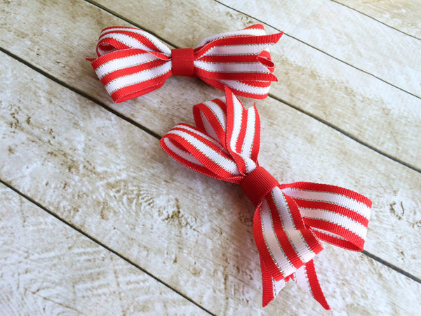 Girls Red and White Ponytail Bows I The Enchanted Magnolia