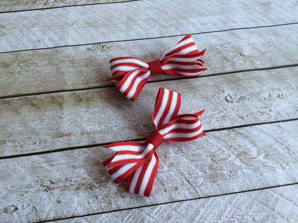 Girls Red and White Ponytail Bows I The Enchanted Magnolia