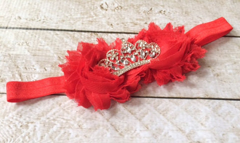 Girl Red Flower Princess Tiara Headband I The Enchanted Magnolia