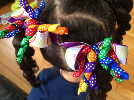 Little Girls Rainbow Hair Bow Set I The Enchanted Magnolia