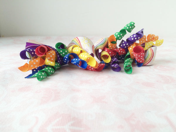 Little Girls Rainbow Hair Bow Set I The Enchanted Magnolia