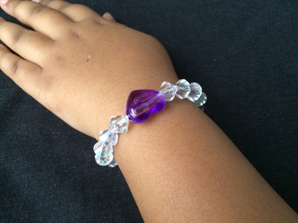 Purple Heart and Sparkling Beaded Elastic Bracelet Image 7