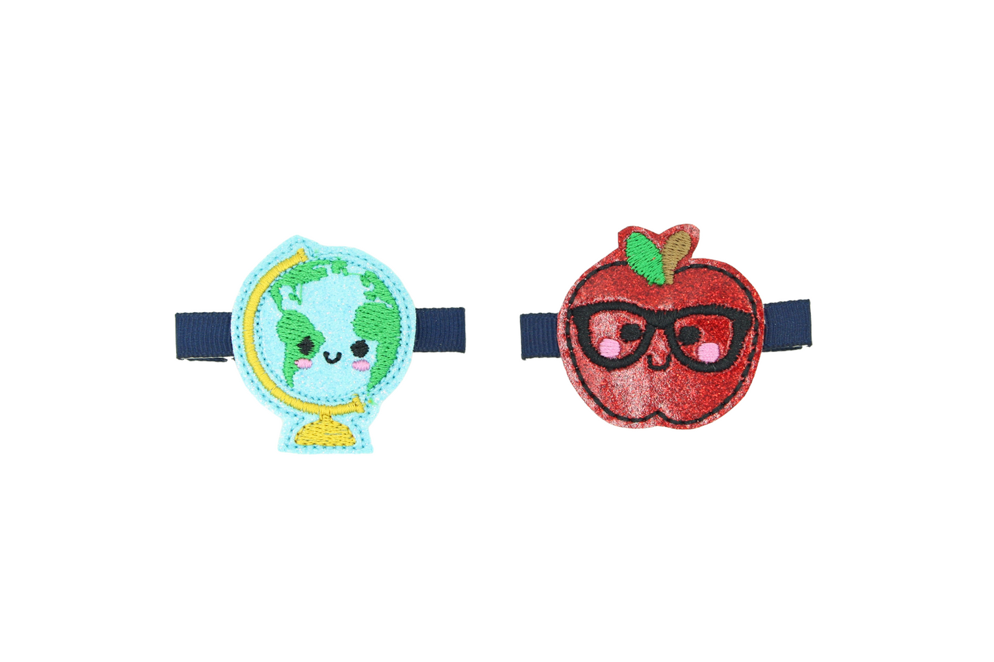 Apple and Globe Barrette Clips I The Enchanted Magnolia