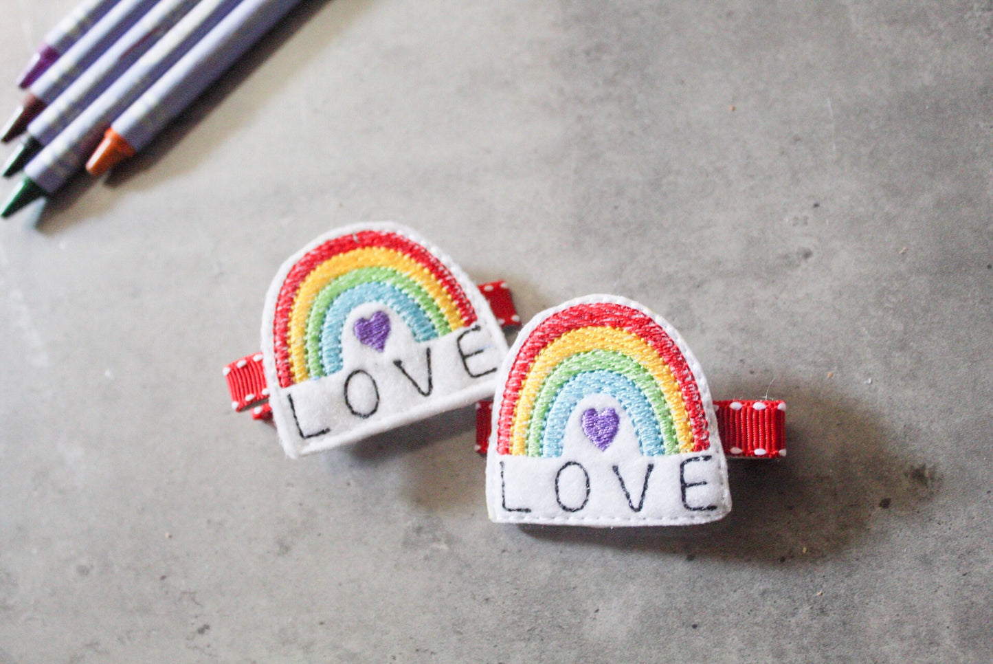 Rainbow Love Barrette Clips - The Enchanted Magnolia