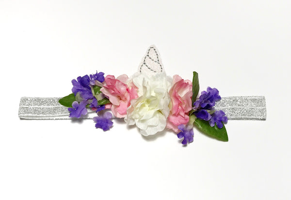 Baby Girls Unicorn Headband Silver / Pink / Purple I The Enchanted Magnolia