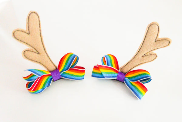Rainbow Woodland Deer Antler Hair Clips I The Enchanted Magnolia