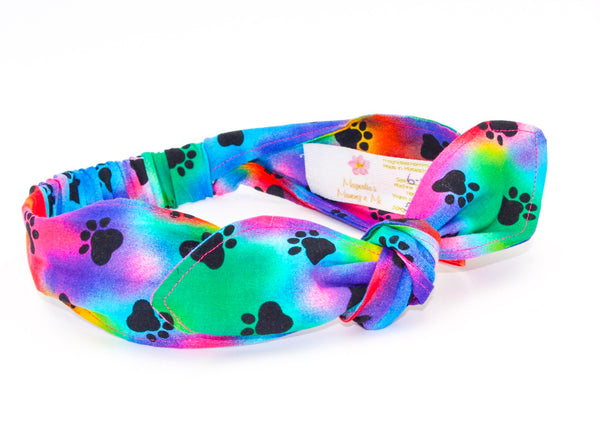 Girls Rainbow Animal Paw Print Top Knot Headband I The Enchanted Magnolia