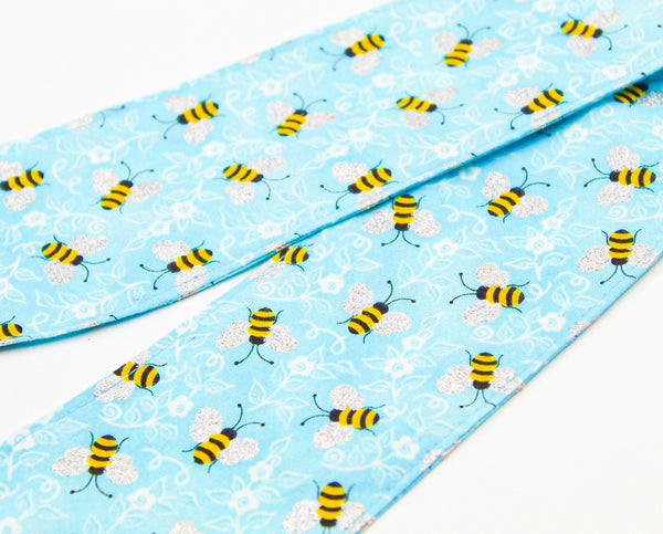 Blue Bumblebee Print Top Knot Headband Set I The Enchanted Magnolia