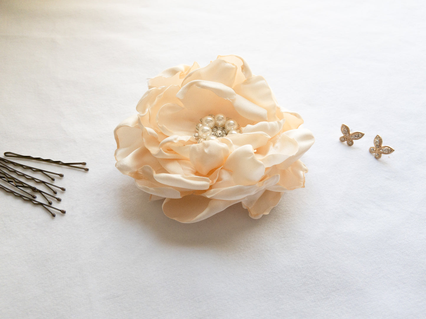 Women’s Ivory Singed Satin Flower I The Enchanted Magnolia