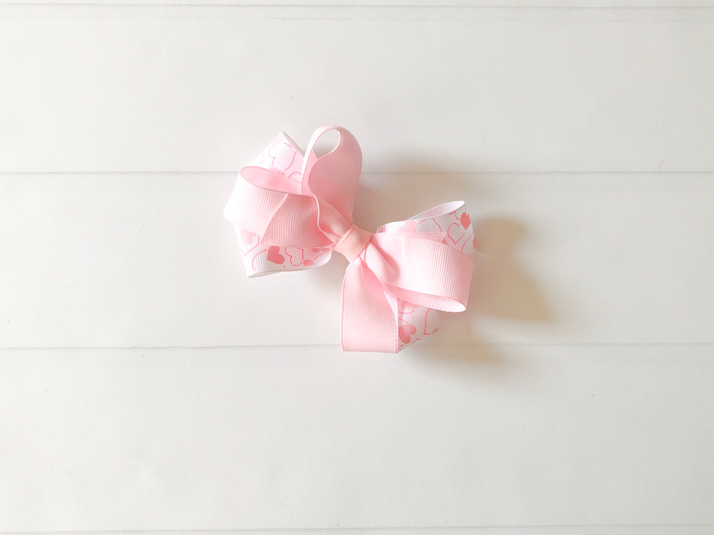 Girls Double Twisted Valentine  Pink Heart Boutique Hair Bow I The Enchanted Magnolia