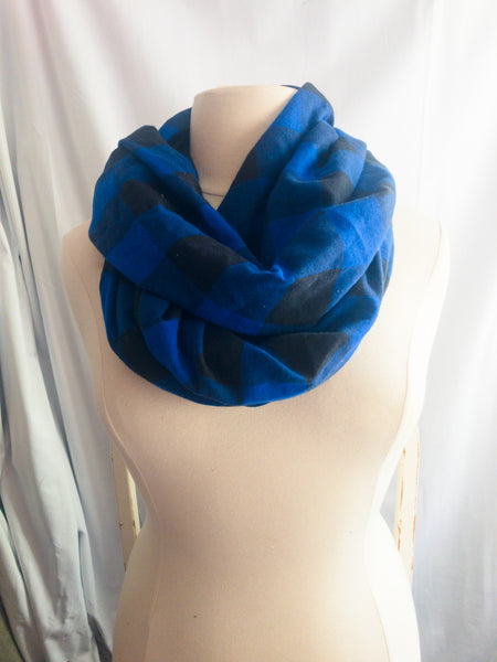 Olympian Blue and Black Buffalo Check Infinity Scarf I The Enchanted Magnolia