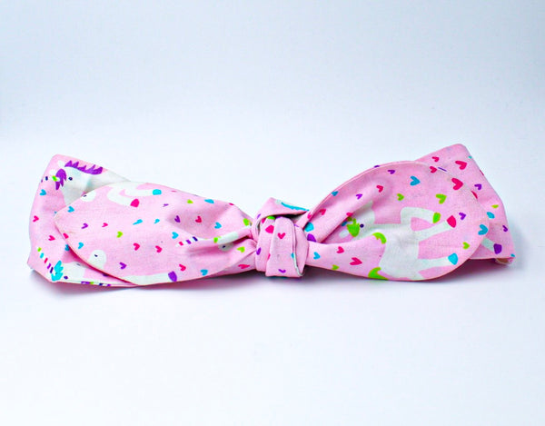 Unicorn and Hearts Top Knot Headband