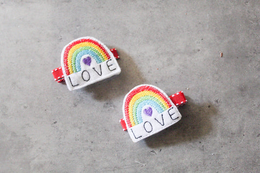 Rainbow Love Barrette Clips - The Enchanted Magnolia