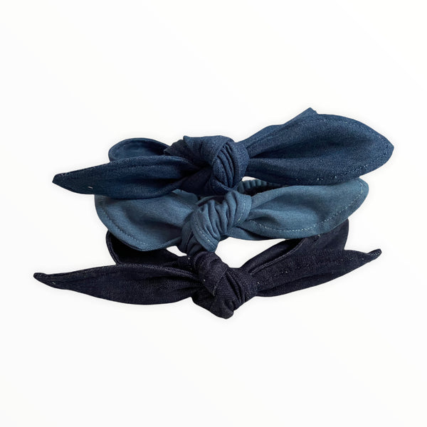 Denim Top Knot Headband Set I The Enchanted Magnolia