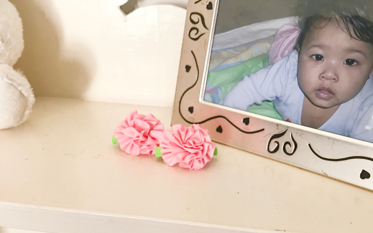 Baby Girl Ribbon Flower Hair Clips I The Enchanted Magnolia