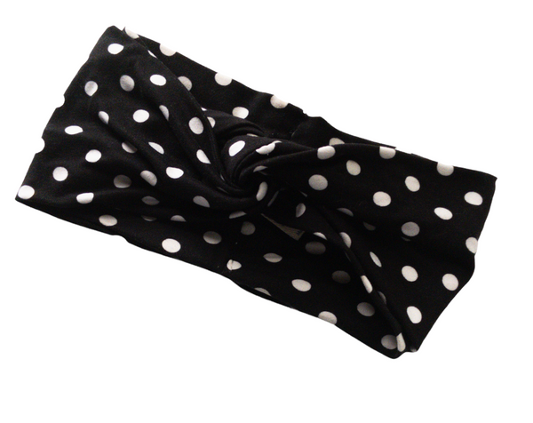 Black White Polka Dot Twist Knot Headband I The Enchanted Magnolia