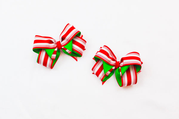 Red and White Stripe Christmas Hair Accessory I The Enchanted Magnolia