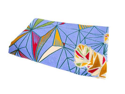 Geometric Flowers on Lavender Ankara Head Wrap I The Enchanted Magnolia